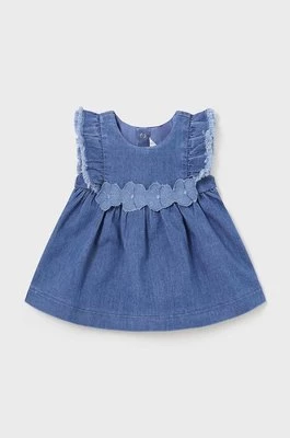 Mayoral Newborn sukienka niemowlęca kolor niebieski mini rozkloszowana