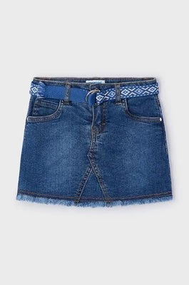 Mayoral spódnica jeansowa dziecięca kolor niebieski mini prosta