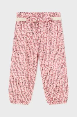 Mayoral spodnie bawełniane niemowlęce kolor różowy wzorzyste