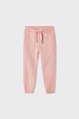 Mayoral spodnie dresowe dziecięce kolor różowy gładkie