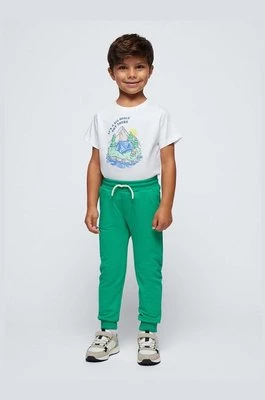 Mayoral spodnie dresowe dziecięce kolor zielony gładkie