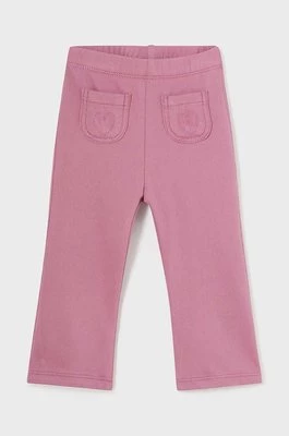 Mayoral spodnie niemowlęce kolor różowy gładkie
