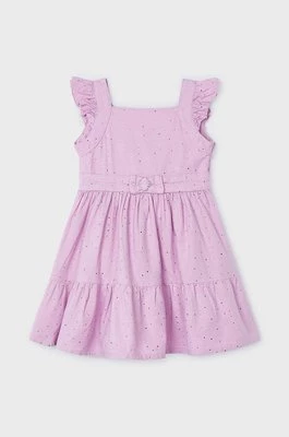 Mayoral sukienka bawełniana dziecięca kolor fioletowy mini rozkloszowana
