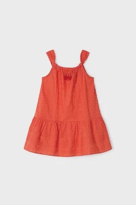 Mayoral sukienka bawełniana dziecięca kolor pomarańczowy midi prosta