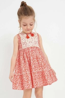 Mayoral sukienka bawełniana dziecięca kolor pomarańczowy mini prosta