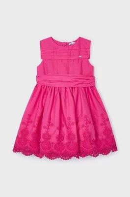 Mayoral sukienka bawełniana dziecięca kolor różowy mini rozkloszowana