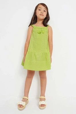 Mayoral sukienka bawełniana dziecięca kolor zielony midi prosta