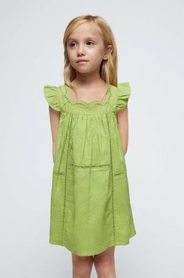 Mayoral sukienka bawełniana dziecięca kolor zielony mini rozkloszowana