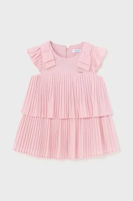 Mayoral sukienka bawełniana niemowlęca kolor różowy mini rozkloszowana