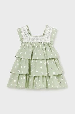 Mayoral sukienka bawełniana niemowlęca kolor zielony mini rozkloszowana