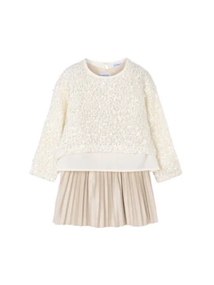 Mayoral Sukienka codzienna 4925 Beżowy Regular Fit