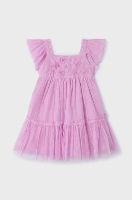 Mayoral sukienka dziecięca kolor fioletowy mini rozkloszowana