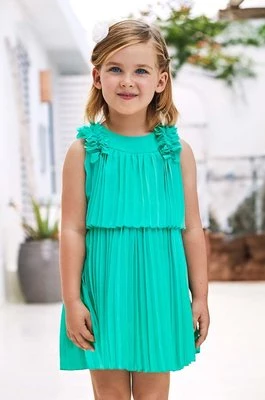 Mayoral sukienka dziecięca kolor zielony mini rozkloszowana