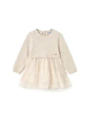 Mayoral Sukienka elegancka 2905 Écru Regular Fit