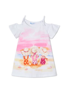 Mayoral Sukienka letnia 3963 Biały Regular Fit