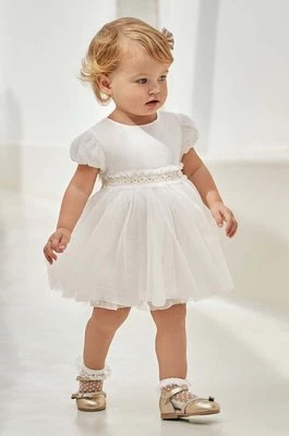 Mayoral sukienka niemowlęca kolor beżowy mini rozkloszowana