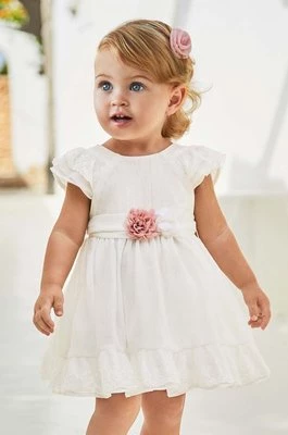 Mayoral sukienka niemowlęca kolor biały mini rozkloszowana