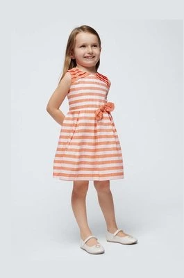 Mayoral sukienka z domieszką lnu dziecięca kolor pomarańczowy mini rozkloszowana