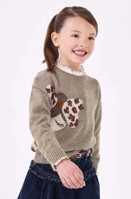 Mayoral sweter z domieszką wełny dziecięcy kolor beżowy ciepły