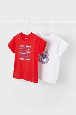 Mayoral t-shirt bawełniany dziecięcy 2-pack kolor czerwony z nadrukiem