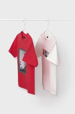 Mayoral t-shirt bawełniany dziecięcy 2-pack kolor czerwony z nadrukiem
