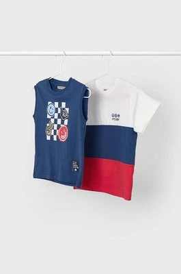 Mayoral t-shirt bawełniany dziecięcy 2-pack kolor niebieski z nadrukiem