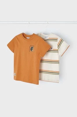 Mayoral t-shirt bawełniany dziecięcy 2-pack kolor pomarańczowy wzorzysty