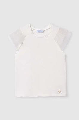 Mayoral t-shirt bawełniany dziecięcy kolor beżowy
