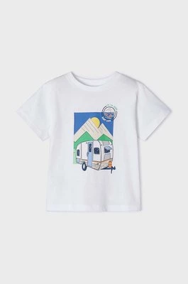 Mayoral t-shirt bawełniany dziecięcy kolor biały z nadrukiem