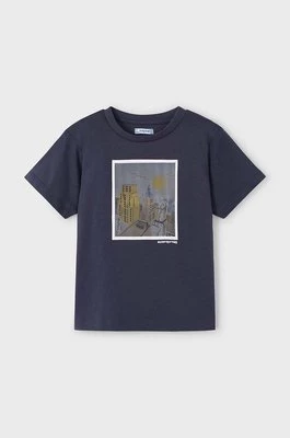 Mayoral t-shirt bawełniany dziecięcy kolor czarny z aplikacją