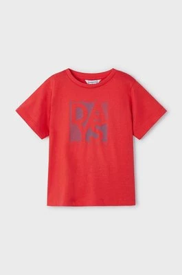 Mayoral t-shirt bawełniany dziecięcy kolor czerwony z nadrukiem