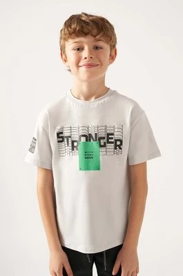 Mayoral t-shirt bawełniany dziecięcy kolor szary z nadrukiem