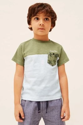 Mayoral t-shirt bawełniany dziecięcy kolor zielony z nadrukiem