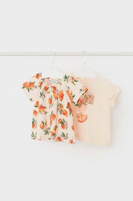 Mayoral t-shirt bawełniany niemowlęcy 2-pack kolor pomarańczowy