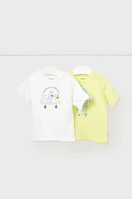 Mayoral t-shirt bawełniany niemowlęcy 2-pack kolor zielony z nadrukiem