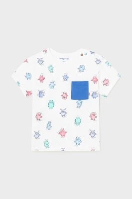 Mayoral t-shirt bawełniany niemowlęcy kolor biały wzorzysty