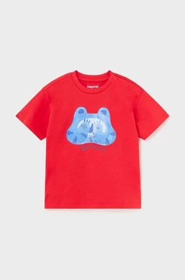 Mayoral t-shirt bawełniany niemowlęcy kolor czerwony z nadrukiem