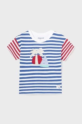 Mayoral t-shirt bawełniany niemowlęcy kolor niebieski wzorzysty