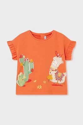 Mayoral t-shirt bawełniany niemowlęcy kolor pomarańczowy