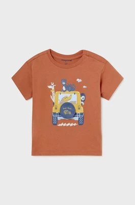 Mayoral t-shirt bawełniany niemowlęcy kolor pomarańczowy z nadrukiem