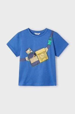 Mayoral t-shirt dziecięcy kolor niebieski z nadrukiem