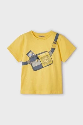 Mayoral t-shirt dziecięcy kolor żółty z nadrukiem