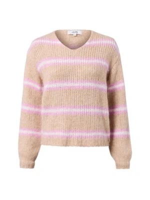 mbyM Sweter damski z alpaką i wełną - Gatilin Kobiety Wełna beżowy|wyrazisty róż|biały w paski, XS/S