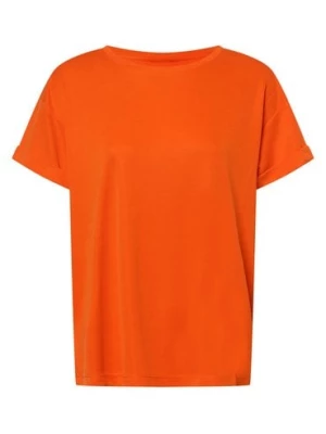 mbyM T-shirt damski Kobiety Sztuczne włókno pomarańczowy jednolity,