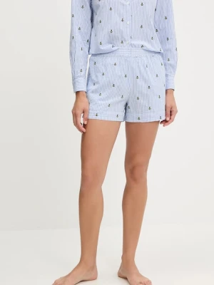 Zdjęcie produktu MC2 Saint Barth szorty bawełniane damskie kolor niebieski wzorzyste high waist MEA002 04069H
