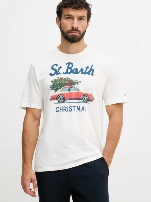 MC2 Saint Barth t-shirt bawełniany męski kolor beżowy z nadrukiem ARN0004
