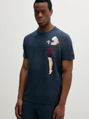 MC2 Saint Barth t-shirt lniany męski kolor granatowy z nadrukiem ECS0001