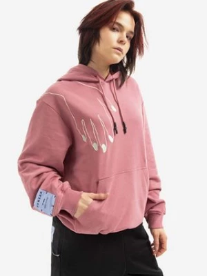 MCQ bluza bawełniana damska kolor różowy z kapturem z aplikacją 624727RST865005-PINK