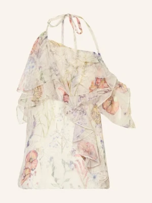 Mcqueen Jedwabna Bluzka Z Falbanami weiss