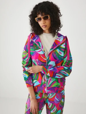 Medicine bluza bawełniana damska kolor multicolor z kapturem wzorzysta